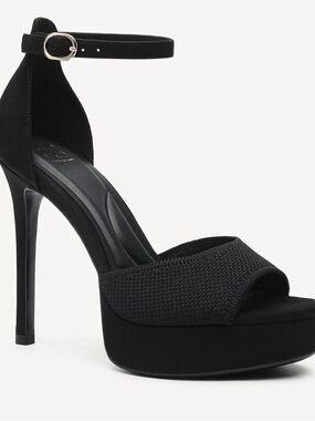 Black Ankle-Strap Platform Stiletto Heels